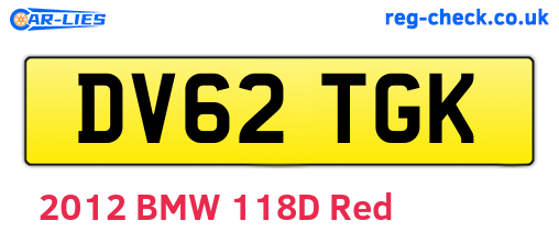 DV62TGK are the vehicle registration plates.