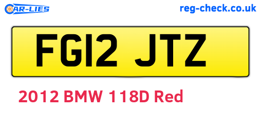 FG12JTZ are the vehicle registration plates.