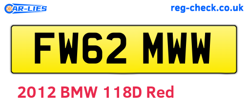 FW62MWW are the vehicle registration plates.
