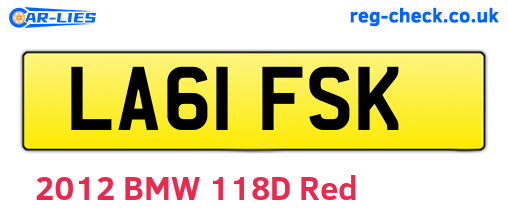 LA61FSK are the vehicle registration plates.