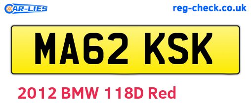 MA62KSK are the vehicle registration plates.
