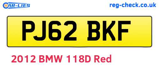 PJ62BKF are the vehicle registration plates.