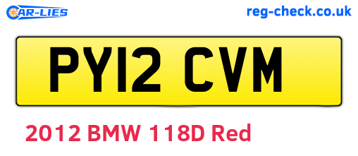 PY12CVM are the vehicle registration plates.