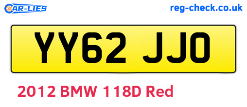 YY62JJO are the vehicle registration plates.