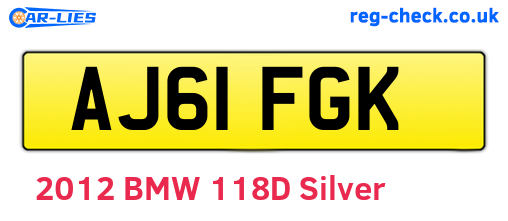 AJ61FGK are the vehicle registration plates.