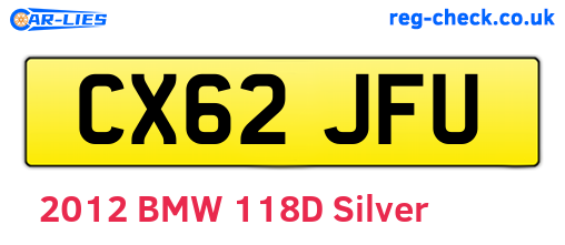 CX62JFU are the vehicle registration plates.
