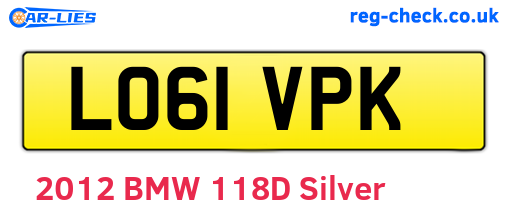 LO61VPK are the vehicle registration plates.