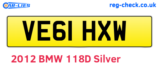 VE61HXW are the vehicle registration plates.