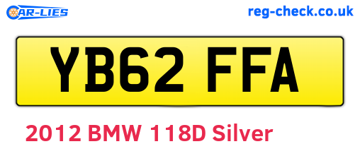 YB62FFA are the vehicle registration plates.