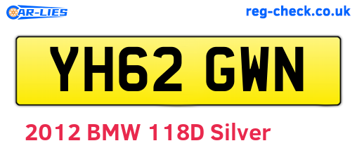 YH62GWN are the vehicle registration plates.