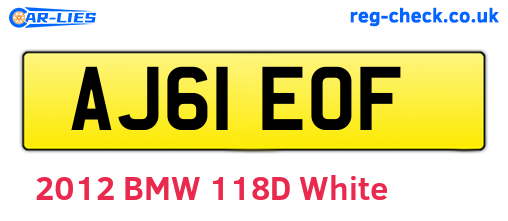 AJ61EOF are the vehicle registration plates.