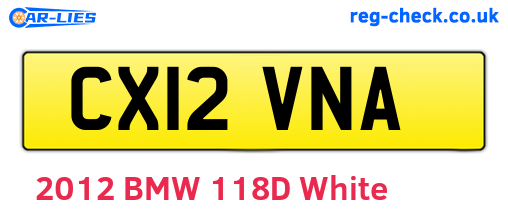CX12VNA are the vehicle registration plates.