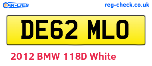 DE62MLO are the vehicle registration plates.