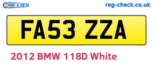 FA53ZZA are the vehicle registration plates.