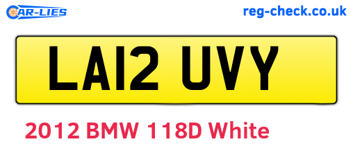 LA12UVY are the vehicle registration plates.