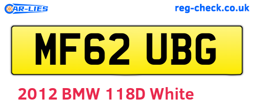 MF62UBG are the vehicle registration plates.