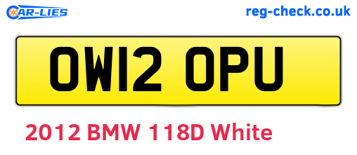 OW12OPU are the vehicle registration plates.
