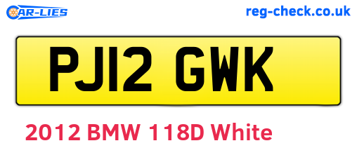 PJ12GWK are the vehicle registration plates.