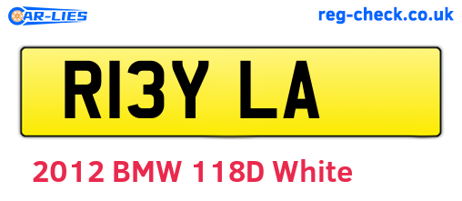 R13YLA are the vehicle registration plates.