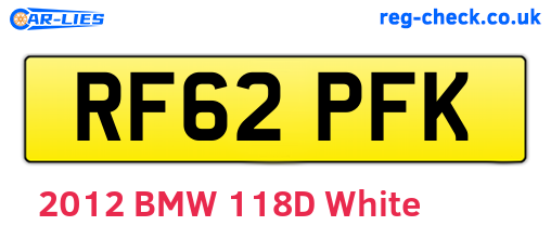 RF62PFK are the vehicle registration plates.