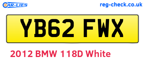 YB62FWX are the vehicle registration plates.