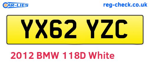 YX62YZC are the vehicle registration plates.