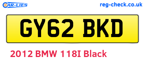 GY62BKD are the vehicle registration plates.