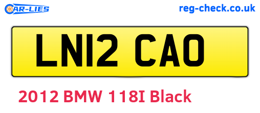 LN12CAO are the vehicle registration plates.