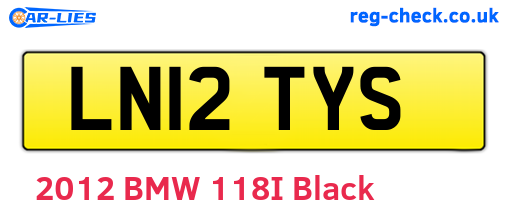 LN12TYS are the vehicle registration plates.