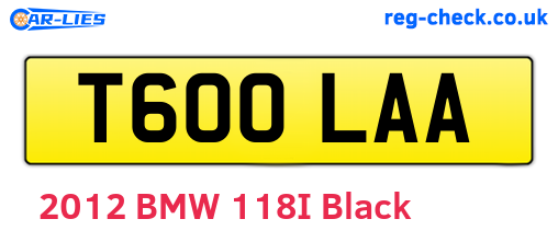 T600LAA are the vehicle registration plates.