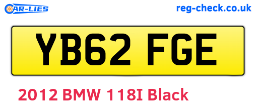 YB62FGE are the vehicle registration plates.