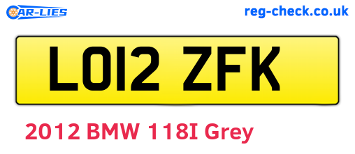 LO12ZFK are the vehicle registration plates.