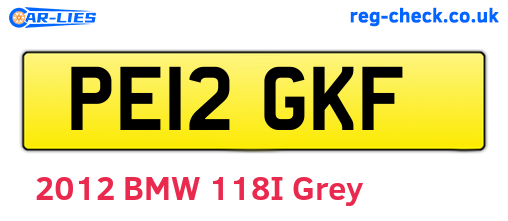 PE12GKF are the vehicle registration plates.