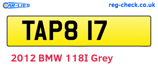 TAP817 are the vehicle registration plates.