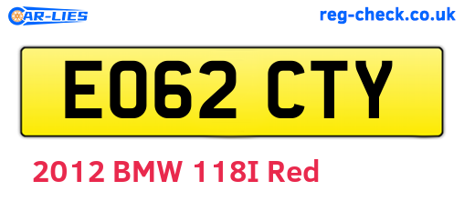 EO62CTY are the vehicle registration plates.