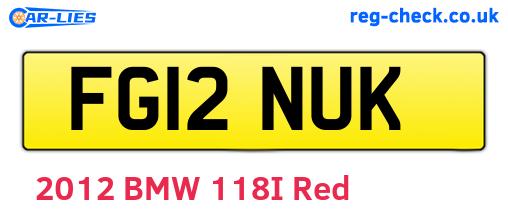 FG12NUK are the vehicle registration plates.
