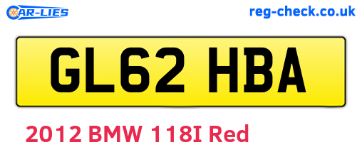 GL62HBA are the vehicle registration plates.