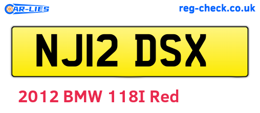 NJ12DSX are the vehicle registration plates.