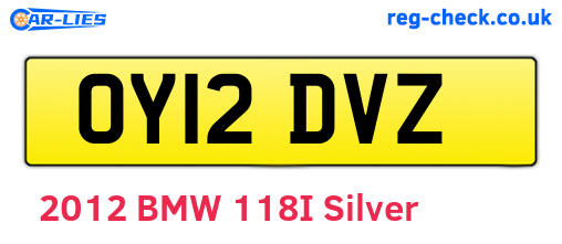 OY12DVZ are the vehicle registration plates.