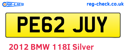 PE62JUY are the vehicle registration plates.