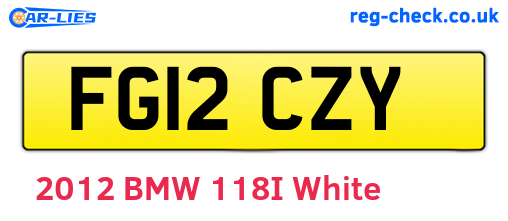 FG12CZY are the vehicle registration plates.