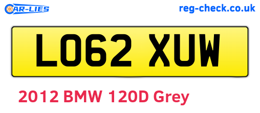 LO62XUW are the vehicle registration plates.