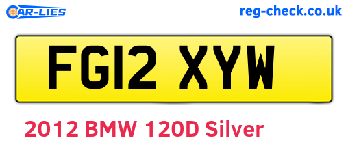 FG12XYW are the vehicle registration plates.