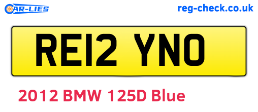 RE12YNO are the vehicle registration plates.