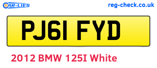 PJ61FYD are the vehicle registration plates.