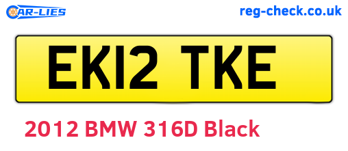EK12TKE are the vehicle registration plates.