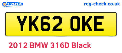 YK62OKE are the vehicle registration plates.