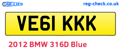 VE61KKK are the vehicle registration plates.