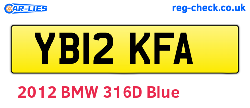 YB12KFA are the vehicle registration plates.