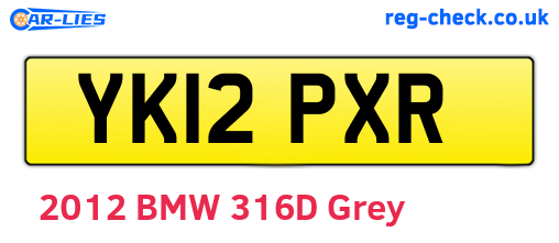 YK12PXR are the vehicle registration plates.